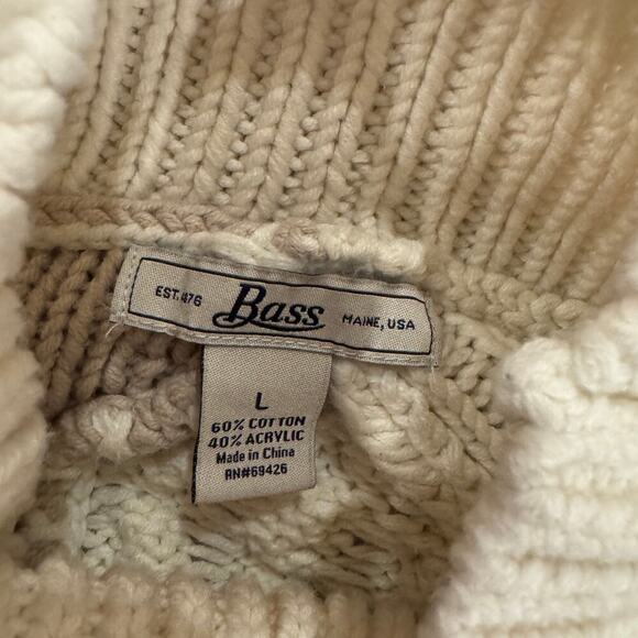 G.H. Bass Chunky Multi Color Asymmetrical Design Turtleneck Pullover Sweater L - Picture 6 of 7